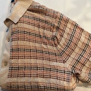 Abercrombie & Fitch Beige, Brown, Red Sweater Polo Knit Shirt
